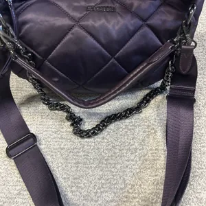 MZ WALLACE Quilted Madison Nylon Shoulder Hand Bag Crossbody Dark Purple Purse thumbnail 4