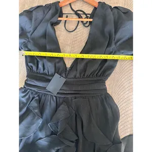 NWT NBD Revolve Anya Mini Puff Sleeve Dress in Black Metallic Women’s size Small thumbnail 12