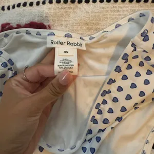 Roller Rabbit White and Blue Heart Pattern Bikini Bottoms thumbnail 3
