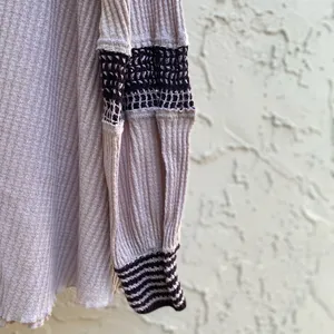 Free People Oversized Crochet Detailing Top Thermal Waffle Knit Mock Neck Size S thumbnail 13