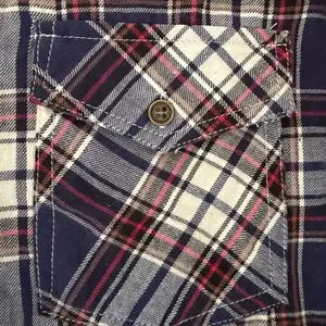 Altar’d State Shirt Button Front Blue Plaid Flannel Mixed Media Lace SZ L #2315 thumbnail 8
