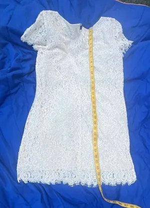 Zara Woman White Lace Short Sleeve Shift Dress Size M thumbnail 9