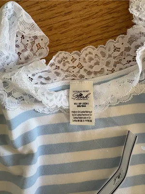 Frankie's Bikinis Light Blue & White Striped Lace-Trim Long Sleeve Top thumbnail 2