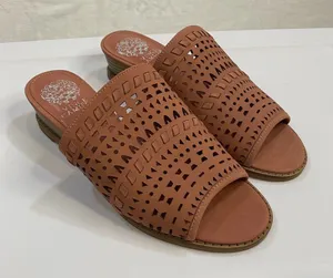 Vince‎ Camuto Leather Wedge Slide Wide Sandals Sushi 8 Wide NWOT thumbnail 1