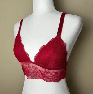 VICTORIA'S SECRET Red Lace Bralette Bra Top Cropped Size Small thumbnail 2
