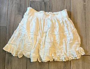 Princess Polly Cream Ruffled Skater Skirt thumbnail 1