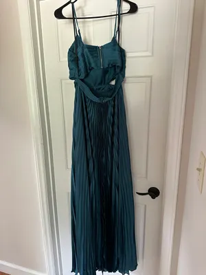 “Got the Glam Teal Pleated Cutout Maxi Dress” thumbnail 5