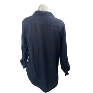 Aritzia Babaton Women's Black Linen Long Sleeve Button Down Shirt Top Size S thumbnail 2