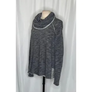 FREE PEOPLE FP Beach Cacoon Cowl Neck Knit Top Gray Space Dye X-Small Small thumbnail 6