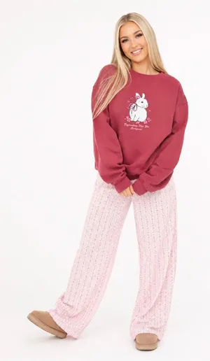 Urban Outfitters Not For Everyone Bunny Graphic Sweatshirt Red Oversized S thumbnail 1