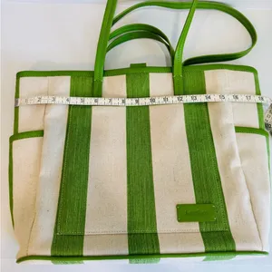 NWT & OTHER STORIES Green Canvas Leather Trim Large Tote Bag thumbnail 12