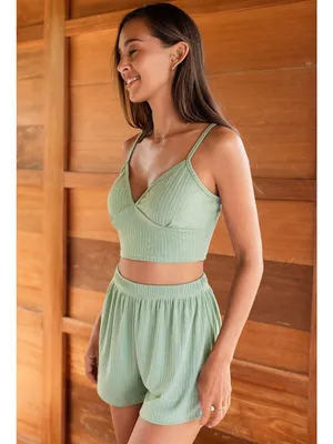 NWT Cupshe Mint Jersey Cami & Shorts Pajama Set - Size: Extra Large thumbnail 9