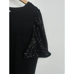 Anne Klein Womens Black Sequin Short Sleeve Blouse Top Size Medium‎ Party Formal thumbnail 2