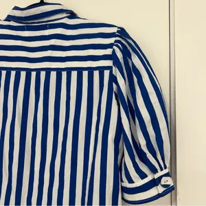 Navy Bleu Royal Stripe Puff Sleeve Shirt Dress thumbnail 10