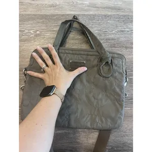 Marc Jacobs Gray Quilted Nylon Tote Bag Handbag Crossbody Gold Hardware thumbnail 6