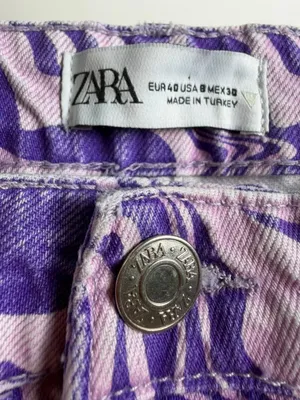 ZARA Funky Purple Pink Swirl Print Straight Leg Y2K Retro Jeans EUR 40 USA 8 thumbnail 2