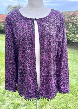 MSK Open Front Vintage Cardigan Evening Jacket Purple Size undefined thumbnail 1