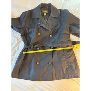 Eddie Bauer Womens Black Double Breasted Belted Trench Coat Jacket Size XL thumbnail 2