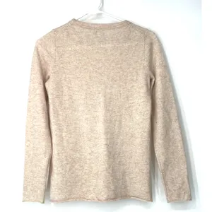 Xs J.Crew crewneck long-sleeve sweater 100% Cashmere Knit Beige Pullover Women's thumbnail 3