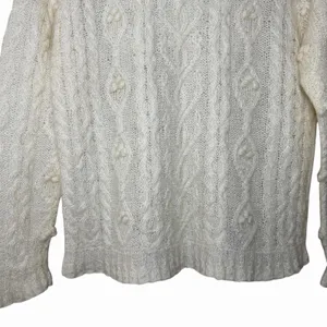 VTG Express Tricot Womens Size‎ S Handknit Mohair Wool Cable Knit Sweater Ivory thumbnail 6