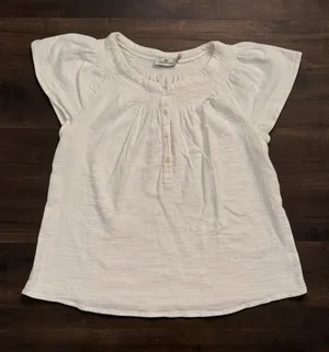 Vineyard Vines White 100% Cotton Gauze Smocked Boho Peasant Blouse‎ Top Medium thumbnail 1