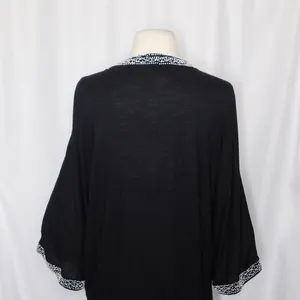 Anthropologie LEIFNOTES Twirled Trim Beaded Kimono Cardigan Sweater Black Small thumbnail 10