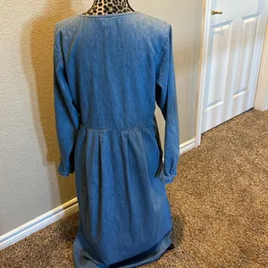 Women’s Vintage Lands' End long-sleeve denim maxi prairie dress thumbnail 7