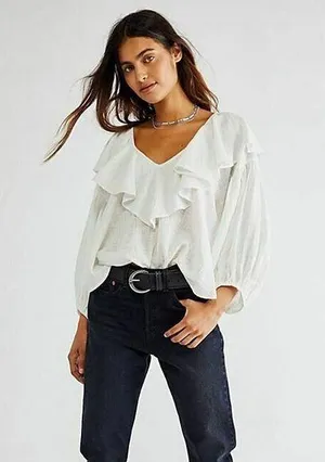 Free People Zuri Ruffle Blouse NWT thumbnail 1