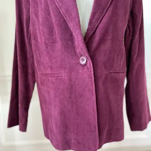 NWT QVC Denim & Co Merlot Burgundy Corduroy Blazer L thumbnail 4