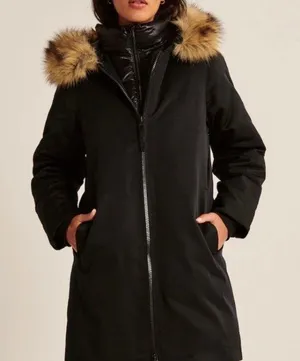 NWT black hooded tech parka thumbnail 3
