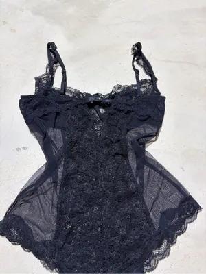 Victoria’s Secret y2k Black Lace Bodysuit Sheer Teddy 36C thumbnail 7