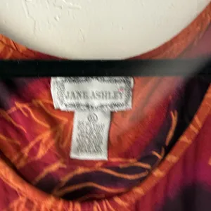 Jane Ashley Dress Vintage Large Red Orange Leaf Print Fall Sleeveless Maxi Boho‎ thumbnail 5