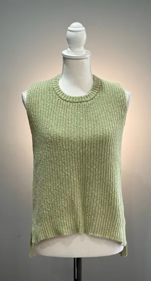 Green Les Serein Cotton Knit Sleeveless Sweater Size M EUC thumbnail 1