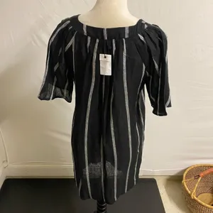 NWT Miou Muse Linen V-Neck Striped Dress - Small thumbnail 5