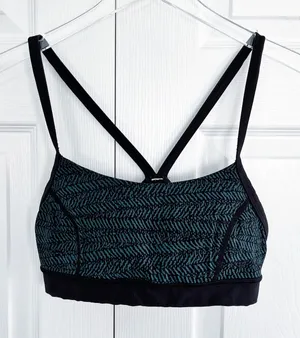 Lululemon Rise and Run Bra Mini Trax Deep Green Black Racerback Sports Bra thumbnail 1