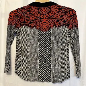 Soft Surroundings Shirt Womens Size Large Pearl Snap Black White Orange V‎ Neck thumbnail 3
