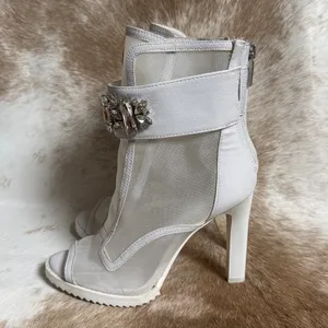 Karl Lagerfeld Paris Women's White‎ Blayze Lug Sole Peep Toe Bootie Size 5 B77 thumbnail 8