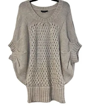 Vertigo Cream Short Sleeve Batwing Dolman Oversized Sweater Extra Small thumbnail 1