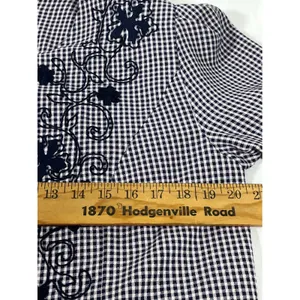 VTG PLAZA SOUTH Women's Gingham Dress Grandma Cottagecore Dress Navy/White SZ 10 thumbnail 6