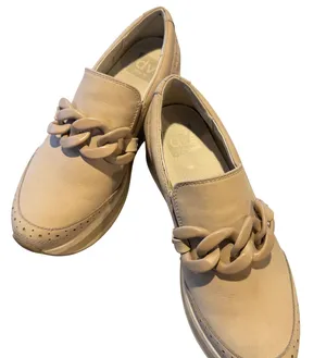 Dolce Vita Nude Beige Platform Chain Loafers Womens 7.5 Wingtip Chunky Shoe thumbnail 1