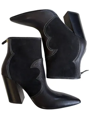 EUC Dolce Vita Leather Noraya Western Heeled Boots Black Size 7.5 thumbnail 1