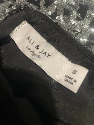 ALI & JAY Black and Silver Sequin Strapless Slip Dress thumbnail 2