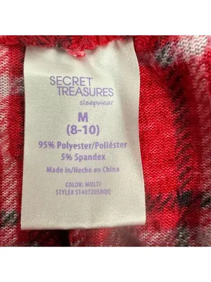 Secret Treasures Womens Plaid Pajama Pants Medium (8-10) Red/Black/White Stretch thumbnail 3