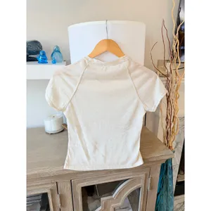 NWOT Sage The Label Short‎ Sleeve Tee Women's Cream Size Medium thumbnail 3