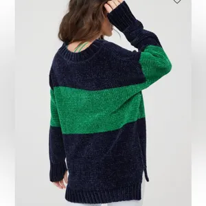 Offline by aerie Navy Blue & Green Long Sleeve Crewneck Chenille‎ Sweater Sz L thumbnail 2