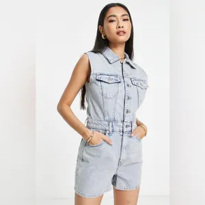 NWT Topshop‎ Kort Denim Romper Size 4 thumbnail 3