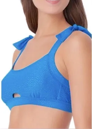 NWOT Sugar Beach Cobalt Blue Glitter Chevron Swim Bikini Set Sz Medium thumbnail 1