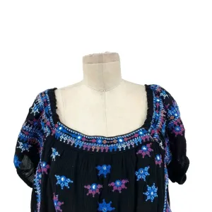 Free People Aurora Embroidered Blouson‎ Top In Black Size Small thumbnail 3