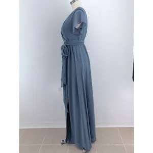 Revelry Maxi Dress Blue Chiffon Flutter Sleeve Wrap Gown Size 10 thumbnail 6