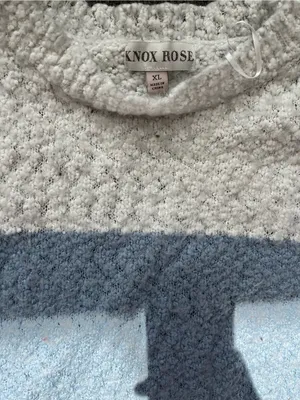 Knox Rose Cream and Dusty Blue Bouclé Stripe Sweater thumbnail 2